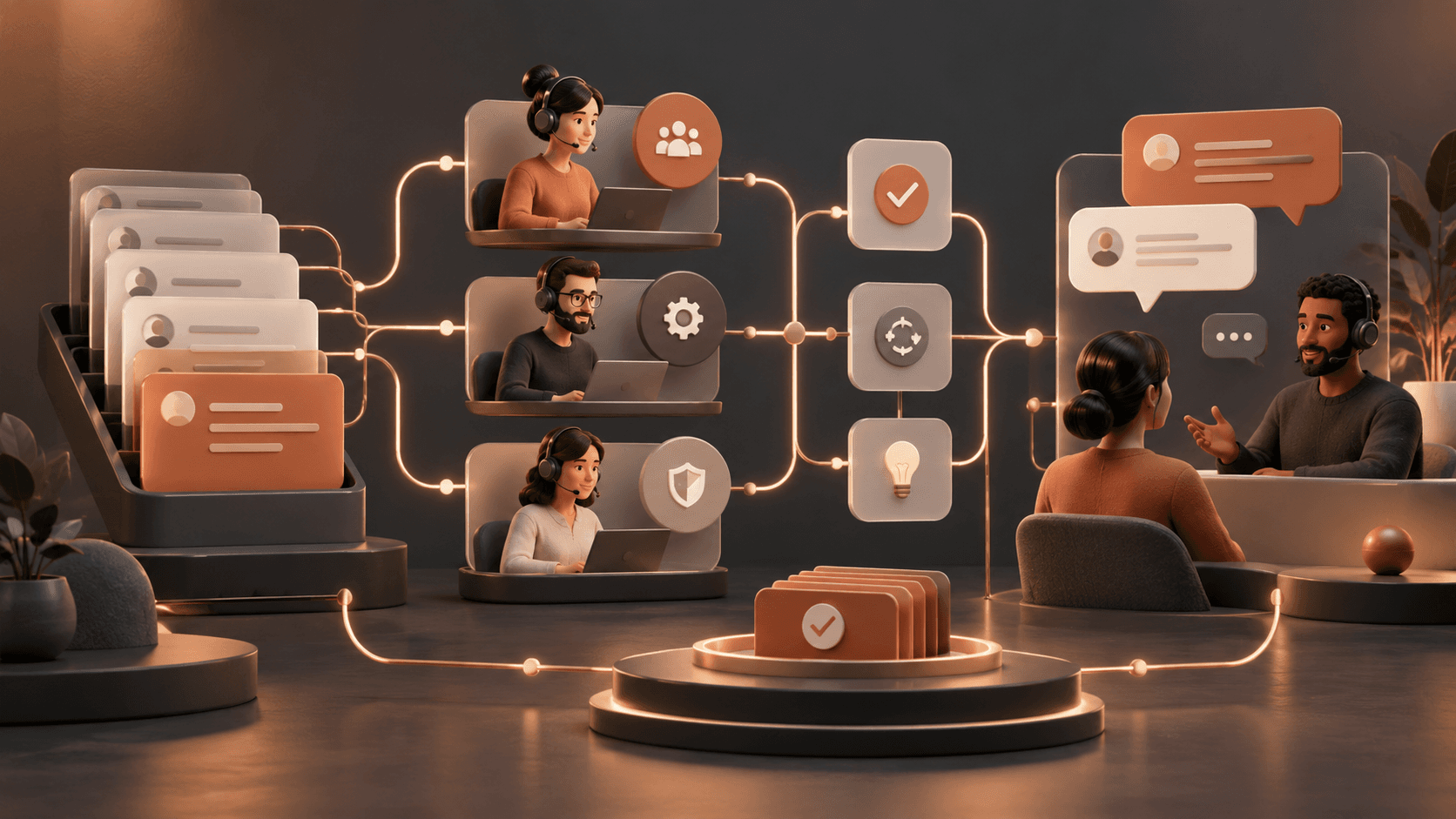 Gobrook Support connected workflow illustration